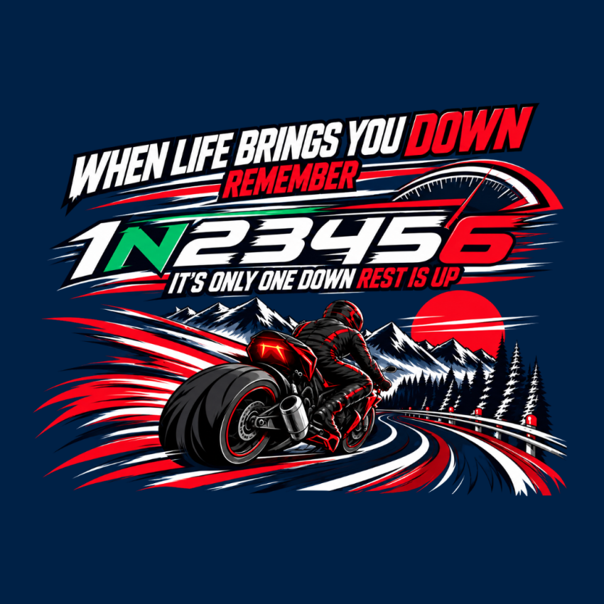 1N23456 Biker Graphic T-Shirt - When Life Brings You Down