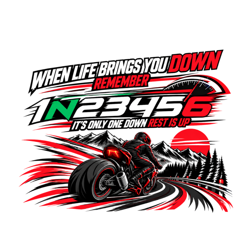1N23456 Biker Graphic T-Shirt - When Life Brings You Down